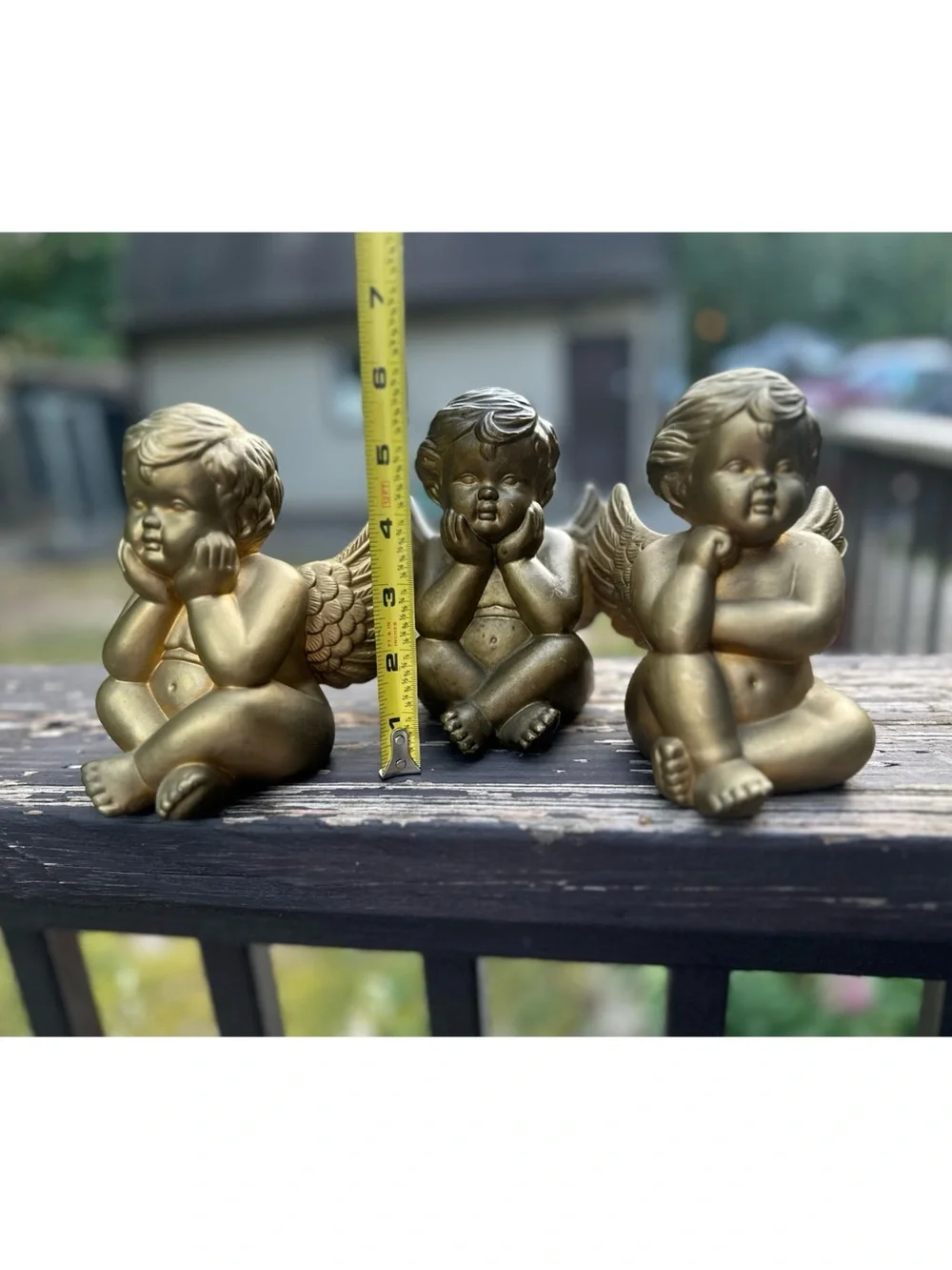 Set of 3 Gold Cherub Figurines — Decorative Winged Accents